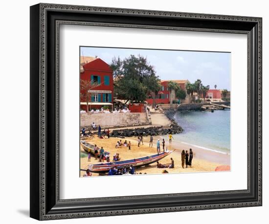 Boats and Beachgoers on the Beaches of Dakar, Senegal-Janis Miglavs-Framed Photographic Print