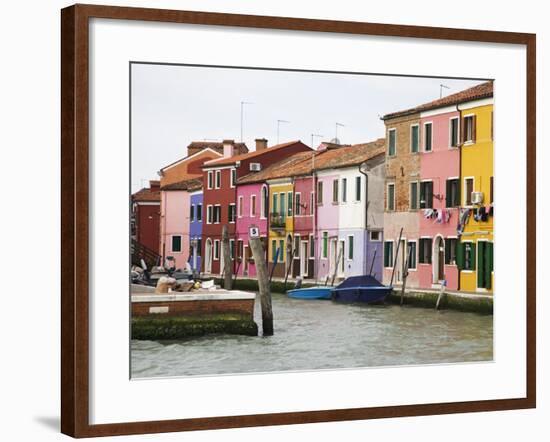 Boats and Colorful Homes in Canal, Burano, Italy-Dennis Flaherty-Framed Photographic Print