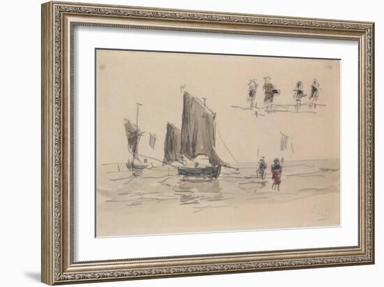 Boats and Fishermen-Eugène Boudin-Framed Giclee Print