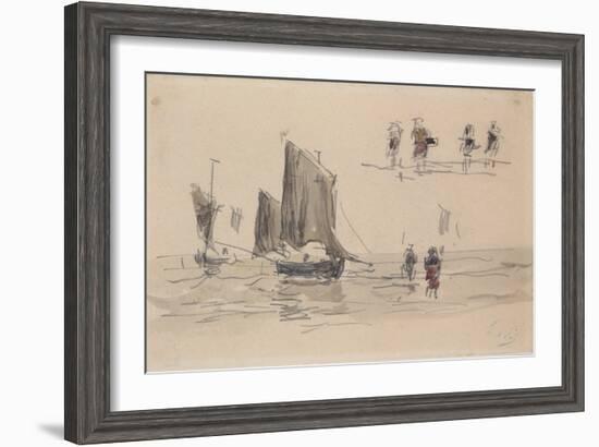 Boats and Fishermen-Eugène Boudin-Framed Giclee Print