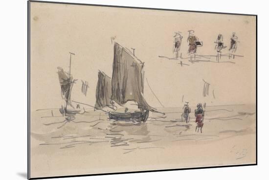 Boats and Fishermen-Eugène Boudin-Mounted Giclee Print