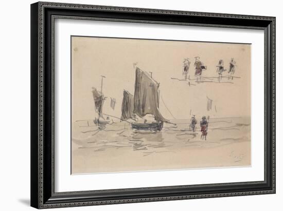 Boats and Fishermen-Eugène Boudin-Framed Giclee Print