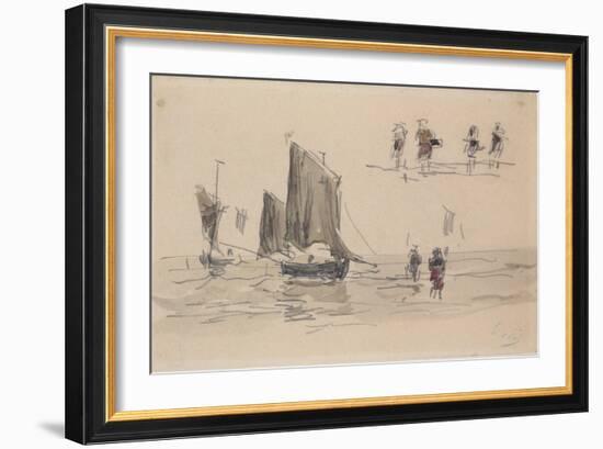 Boats and Fishermen-Eugène Boudin-Framed Giclee Print