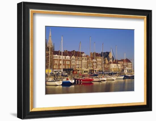 Boats and Harbour, Ostend, Belgium-Jenny Pate-Framed Photographic Print