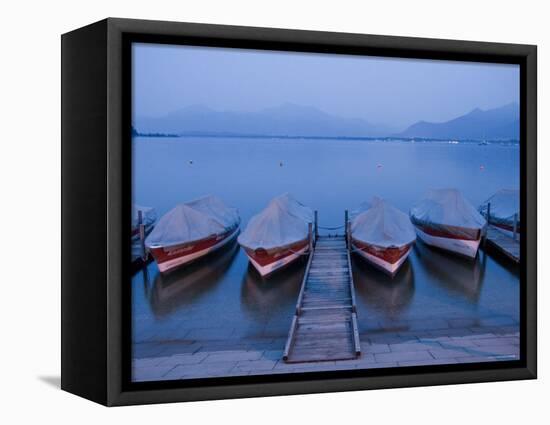 Boats and Lake, Chiemsee, Bavaria, Germany-Demetrio Carrasco-Framed Premier Image Canvas