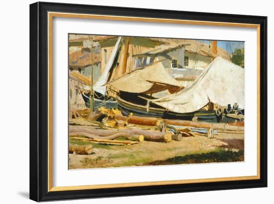 Boats and Logs-Tito Conti-Framed Giclee Print