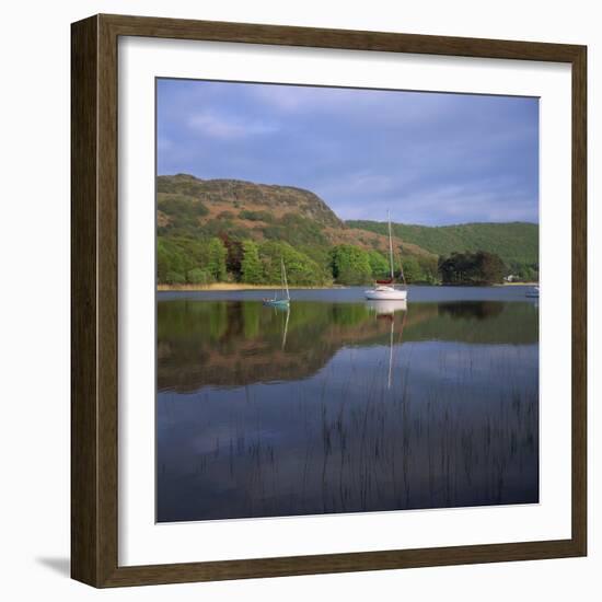 Boats and Reflections, Coniston Water, Lake District National Park, Cumbria, England, UK-Roy Rainford-Framed Photographic Print