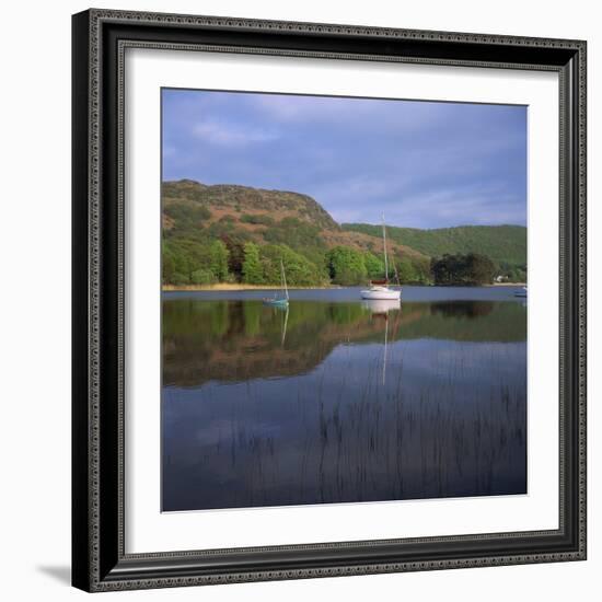 Boats and Reflections, Coniston Water, Lake District National Park, Cumbria, England, UK-Roy Rainford-Framed Photographic Print