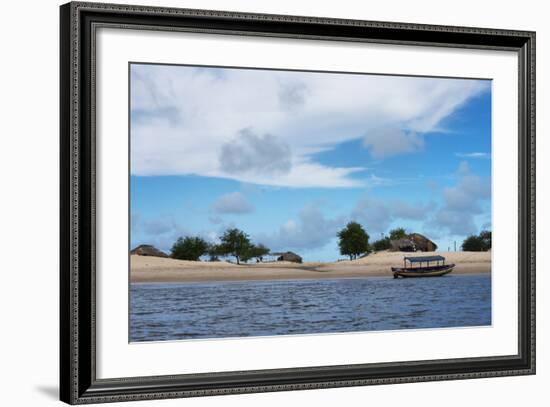 Boats and Sand Dune Along the Preguicas River, Maranhao State, Brazil-Keren Su-Framed Photographic Print