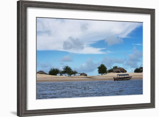 Boats and Sand Dune Along the Preguicas River, Maranhao State, Brazil-Keren Su-Framed Photographic Print