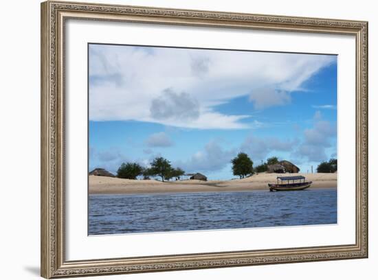 Boats and Sand Dune Along the Preguicas River, Maranhao State, Brazil-Keren Su-Framed Photographic Print