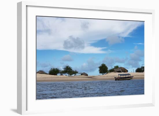 Boats and Sand Dune Along the Preguicas River, Maranhao State, Brazil-Keren Su-Framed Photographic Print