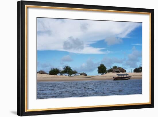 Boats and Sand Dune Along the Preguicas River, Maranhao State, Brazil-Keren Su-Framed Photographic Print