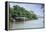 Boats and Stilt House on an Igarape (Flooded Creek) in the Brazilian Amazon-Alex Robinson-Framed Premier Image Canvas