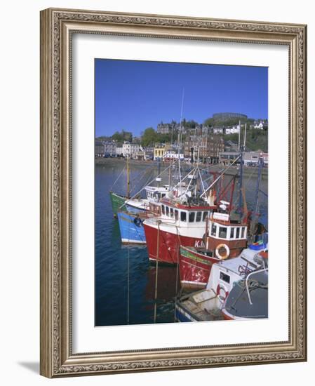 Boats and Waterfront, Mccaig's Tower on Hill, Oban, Argyll, Strathclyde, Scotland, UK, Europe-Geoff Renner-Framed Photographic Print