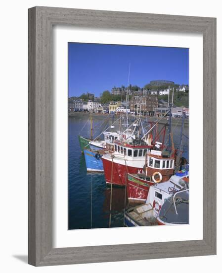 Boats and Waterfront, Mccaig's Tower on Hill, Oban, Argyll, Strathclyde, Scotland, UK, Europe-Geoff Renner-Framed Photographic Print