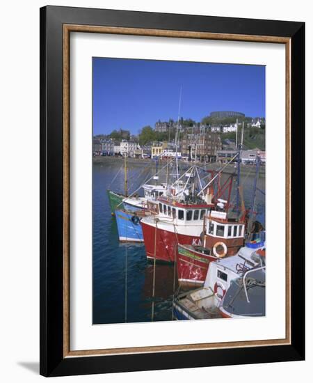 Boats and Waterfront, Mccaig's Tower on Hill, Oban, Argyll, Strathclyde, Scotland, UK, Europe-Geoff Renner-Framed Photographic Print