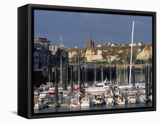 Boats and Yachts in the Harbour and Cliffs Beyond, Dieppe, Haute Normandie, France-Thouvenin Guy-Framed Premier Image Canvas