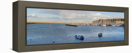 Boats at a Harbor, Howth, Dublin Bay, Dublin, Leinster Province, Republic of Ireland-null-Framed Premier Image Canvas