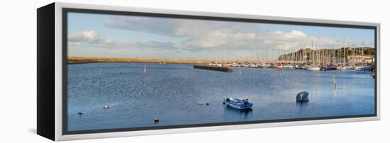 Boats at a Harbor, Howth, Dublin Bay, Dublin, Leinster Province, Republic of Ireland-null-Framed Premier Image Canvas