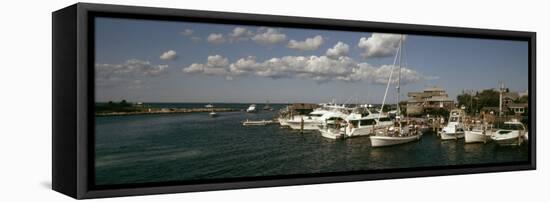 Boats at a Harbor, Martha's Vineyard, Dukes County, Massachusetts, USA-null-Framed Premier Image Canvas