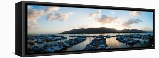 Boats at a Marina at Dusk, Shangri-La Hotel, Cairns, Queensland, Australia-null-Framed Stretched Canvas