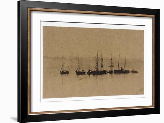 Boats at Anchor in an Estuary, 1892-John Atkinson Grimshaw-Framed Giclee Print