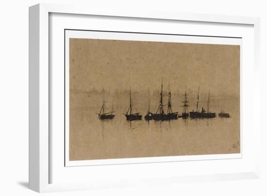 Boats at Anchor in an Estuary, 1892-John Atkinson Grimshaw-Framed Giclee Print