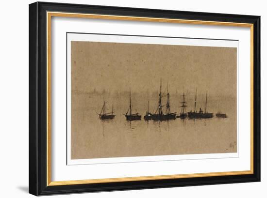 Boats at Anchor in an Estuary, 1892-John Atkinson Grimshaw-Framed Giclee Print