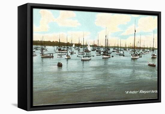 Boats at Anchor, Newport Harbor, Rhode Island-null-Framed Stretched Canvas