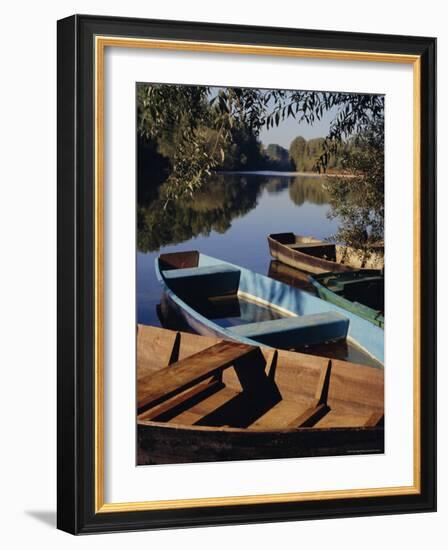 Boats at Beynac on the River Dordogne, Aquitaine, France-Peter Higgins-Framed Photographic Print