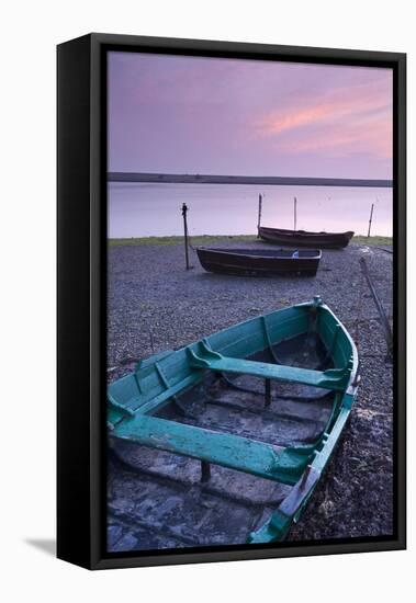 Boats at Low Tide on the Shore of the Fleet Lagoon, Chesil Beach, Dorset, England. Spring-Adam Burton-Framed Premier Image Canvas