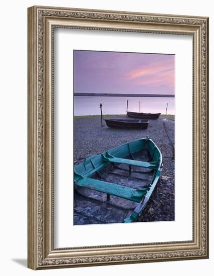 Boats at Low Tide on the Shore of the Fleet Lagoon, Chesil Beach, Dorset, England. Spring-Adam Burton-Framed Photographic Print