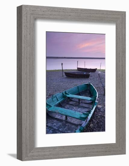 Boats at Low Tide on the Shore of the Fleet Lagoon, Chesil Beach, Dorset, England. Spring-Adam Burton-Framed Photographic Print