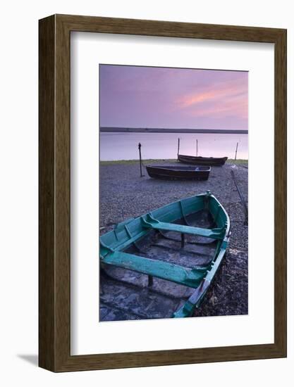 Boats at Low Tide on the Shore of the Fleet Lagoon, Chesil Beach, Dorset, England. Spring-Adam Burton-Framed Photographic Print