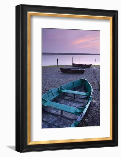 Boats at Low Tide on the Shore of the Fleet Lagoon, Chesil Beach, Dorset, England. Spring-Adam Burton-Framed Photographic Print