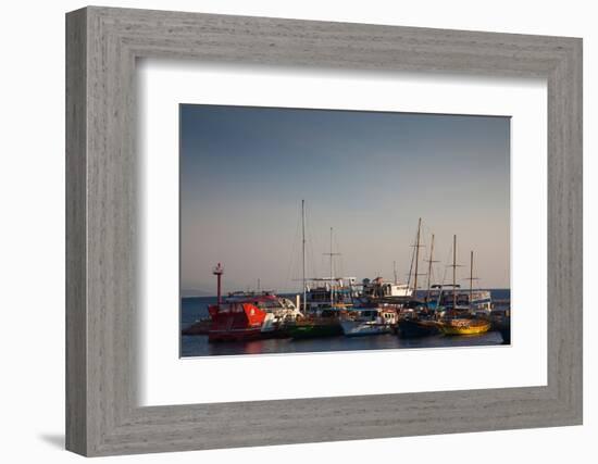 Boats at marina, Eilat, Negev, Red Sea, Israel-null-Framed Photographic Print