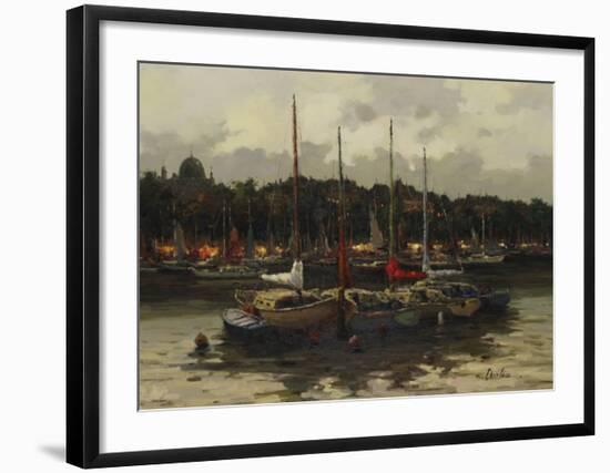 Boats at Night-Furtesen-Framed Art Print