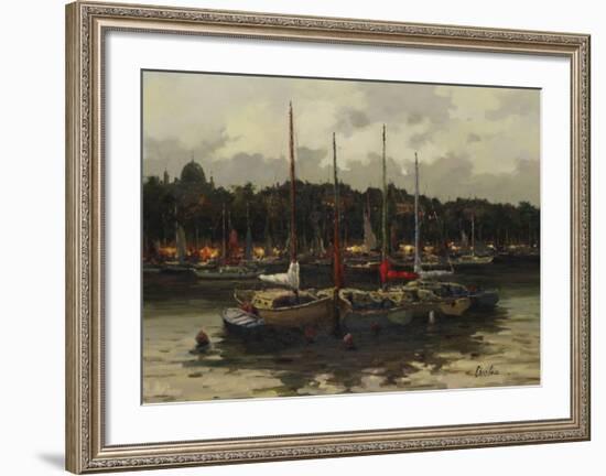 Boats at Night-Furtesen-Framed Art Print