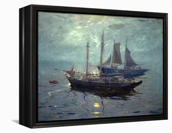 Boats at Night-William Ritschel-Framed Stretched Canvas