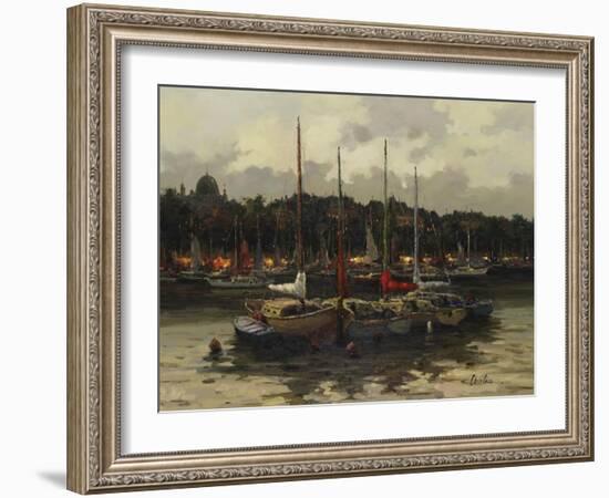 Boats at Night-Furtesen-Framed Art Print