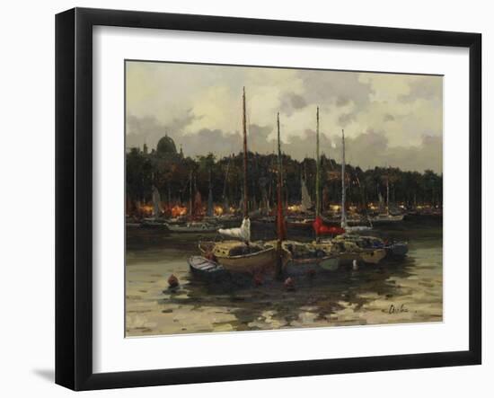 Boats at Night-Furtesen-Framed Art Print