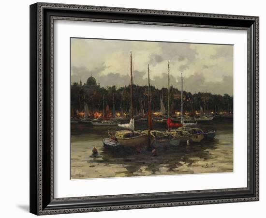 Boats at Night-Furtesen-Framed Art Print