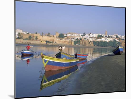 Boats at Sale with the Skyline of the City of Rabat in Background, Morocco, North Africa, Africa-Bruno Morandi-Mounted Photographic Print