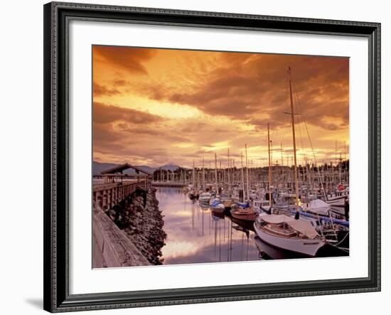 Boats at Sunset, Comox Harbor, British Columbia-Brent Bergherm-Framed Photographic Print