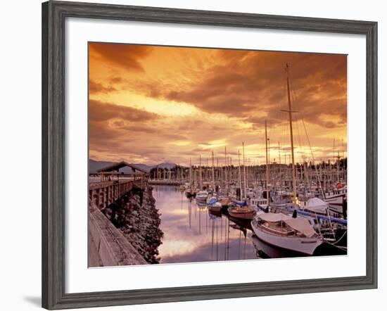 Boats at Sunset, Comox Harbor, British Columbia-Brent Bergherm-Framed Photographic Print