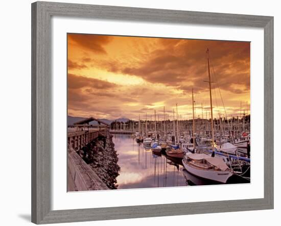 Boats at Sunset, Comox Harbor, British Columbia-Brent Bergherm-Framed Photographic Print