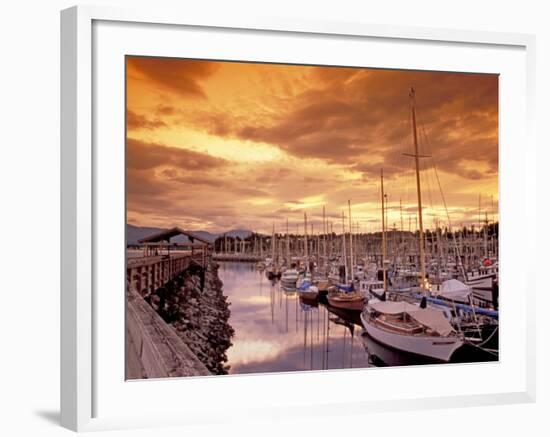Boats at Sunset, Comox Harbor, British Columbia-Brent Bergherm-Framed Photographic Print