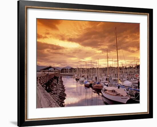 Boats at Sunset, Comox Harbor, British Columbia-Brent Bergherm-Framed Photographic Print