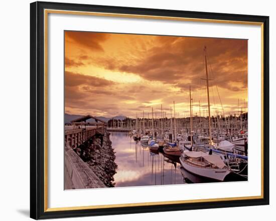 Boats at Sunset, Comox Harbor, British Columbia-Brent Bergherm-Framed Photographic Print